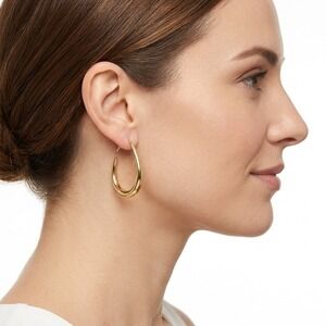 Teardrop Hoop Earrings Gold Plated Tapered Open Hoop Minimalist Chic